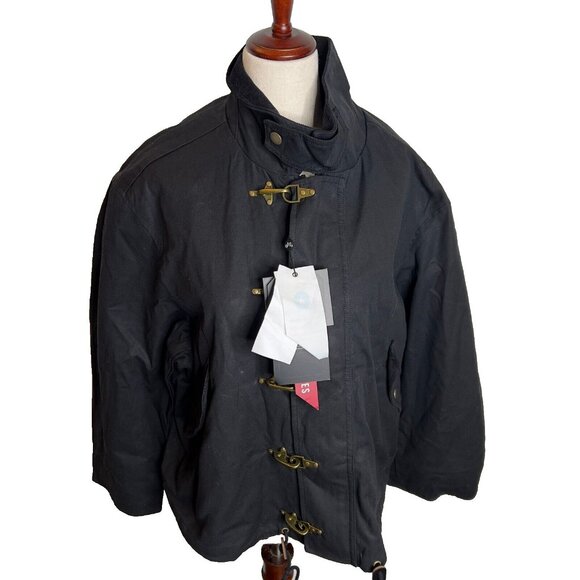 Madewell x Alpha Industries $265 Waxed Cotton Car Coat Black Size M NS730 - Picture 3 of 16